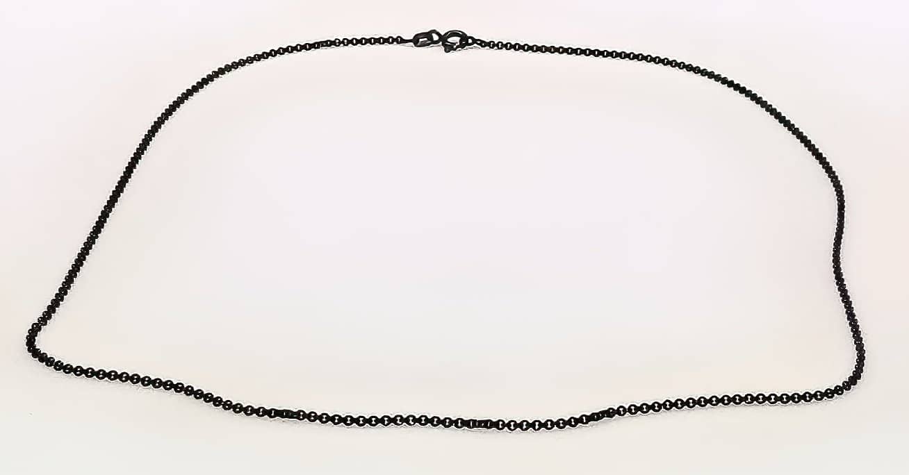 Black Rhodium Plated 1.8mm Rolo Chain 925 Solid Sterling Silver (6071740793024)
