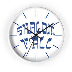 Wall Clock "Shalom Y'all" blue font