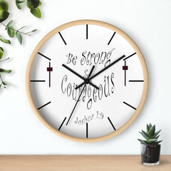 Wall clock "Be Strong & Courageous" (3958407069790)