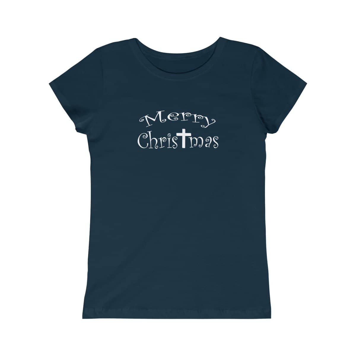 Girls Princess Tee "Merry Christmas" in 7 Colors and 5 Sizes (4339515490398)