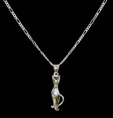 Abalone Cat 925 Solid Sterling Silver Charm (4703940837470)