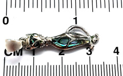 Abalone Cat 925 Solid Sterling Silver Charm (4703940837470)