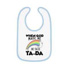 Contrast Trim Jersey Baby Bib "Ta-Da"