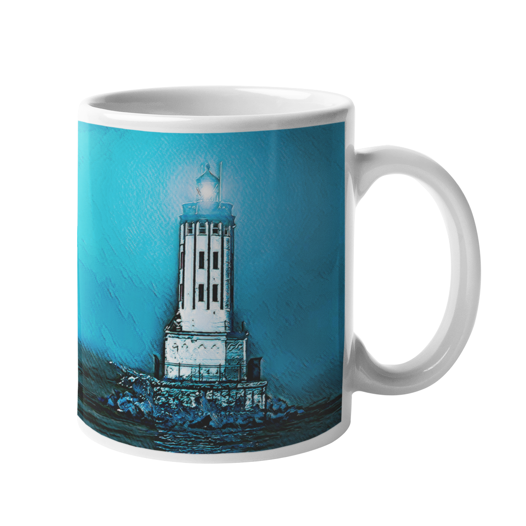 White Ceramic Mug Angels Gate Lighthouse 110z or 15oz Mug (3080965685348)