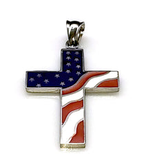 American Flag Cross Independence Day 4th of July Necklace (4598004056158)