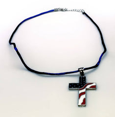 American Flag Cross Independence Day 4th of July Necklace (4598004056158)