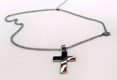 American Flag Cross Independence Day 4th of July Necklace (4598004056158)