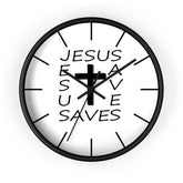Wall Clock "Jesus Saves" in Black or White Frame (3350461382756)