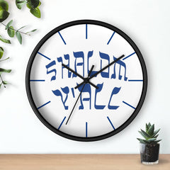 Wall Clock "Shalom Y'all" blue font