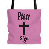AOP Tote Bag "Peace Sign" in Pink in 3 Sizes
