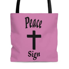 AOP Tote Bag "Peace Sign" in Pink in 3 Sizes