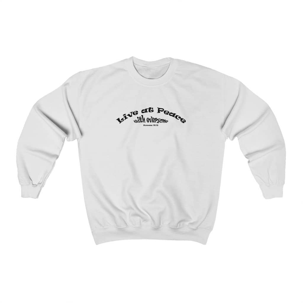 Heavy Blend™ Crewneck Sweatshirt "Live at Peace" in 5 Colors and 8 Sizes (4422242402398)