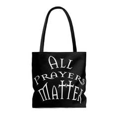 AOP Tote Bag Black "All Prayers Matter" in 3 Sizes