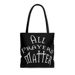 AOP Tote Bag Black "All Prayers Matter" in 3 Sizes