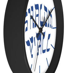 Wall Clock "Shalom Y'all" blue font