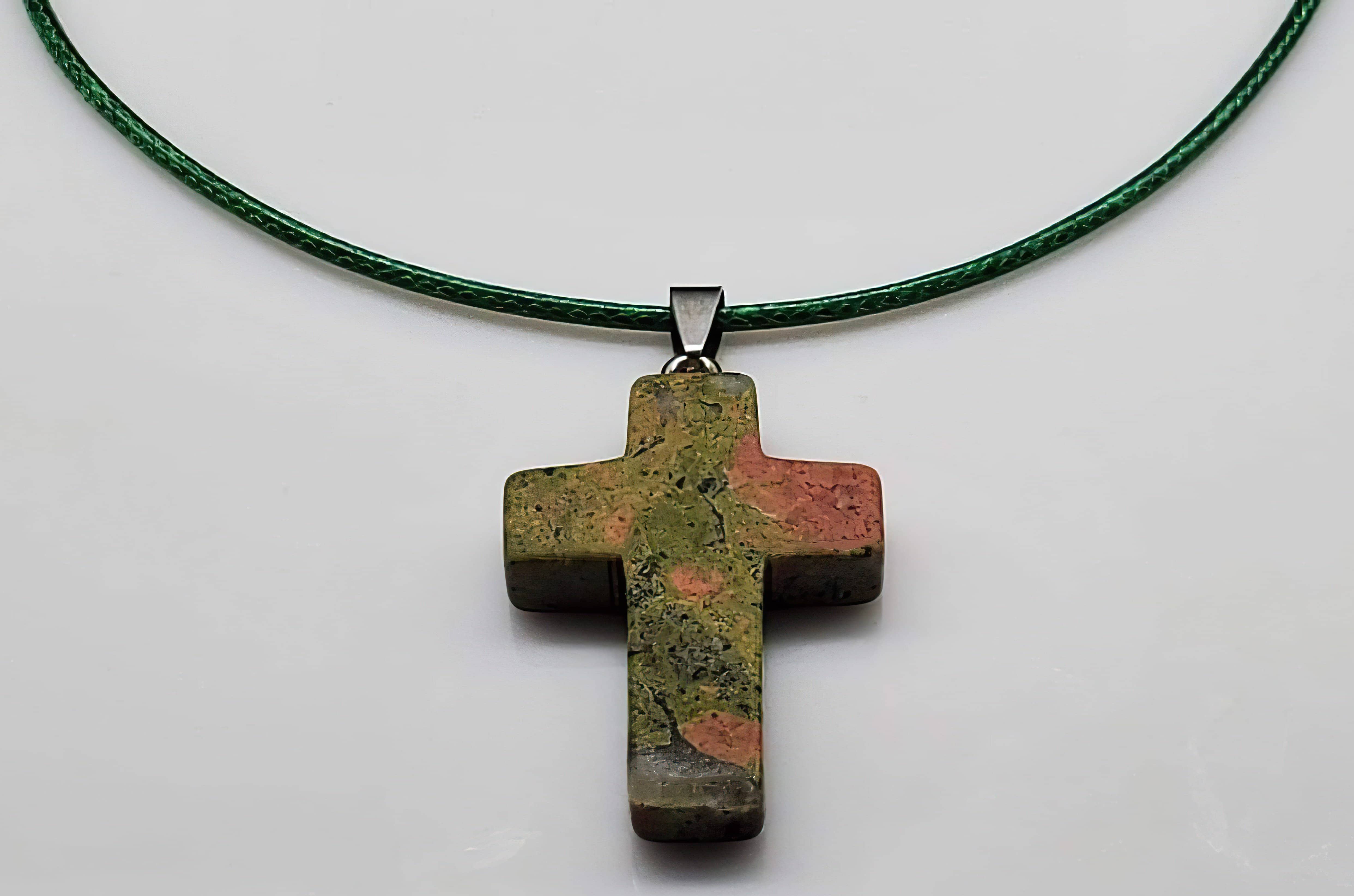 Heliotrope Gemstone Cross Necklace 1.6 inch Cross Free Shipping (4377283592286)