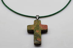 Heliotrope Gemstone Cross Necklace 1.6 inch Cross Free Shipping (4377283592286)