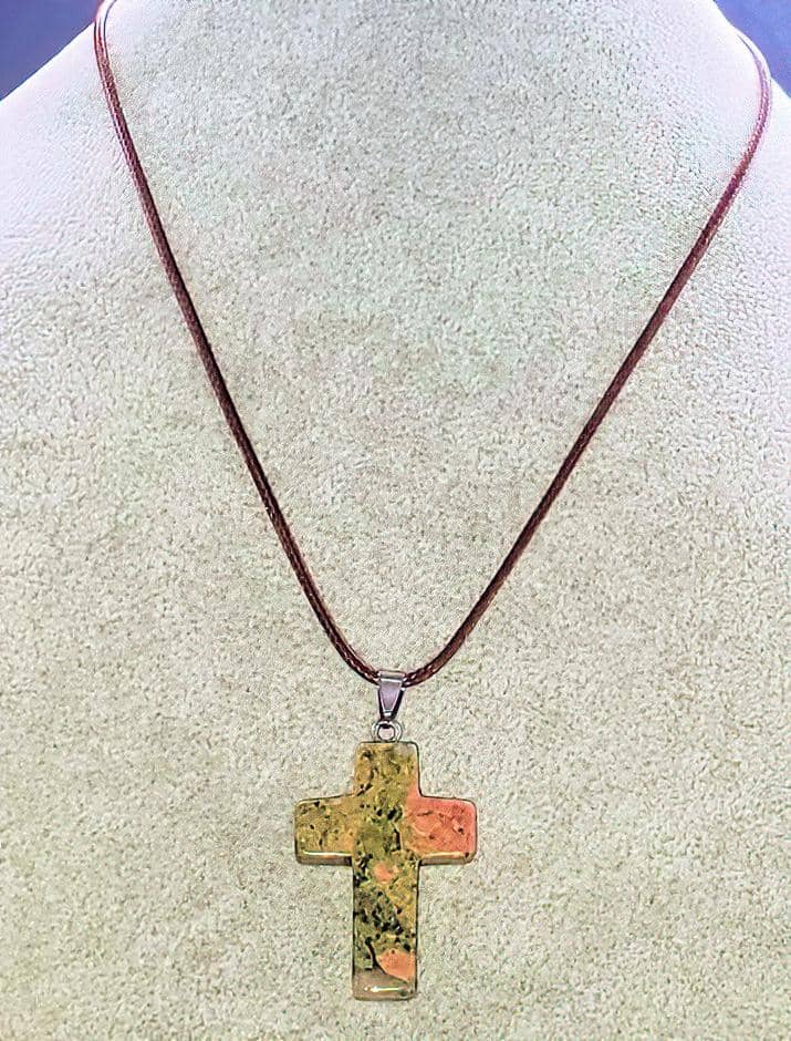 Heliotrope Gemstone Cross Necklace 1.6 inch Cross Free Shipping (4377283592286)