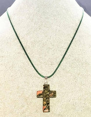 Heliotrope Gemstone Cross Necklace 1.6 inch Cross Free Shipping (4377283592286)