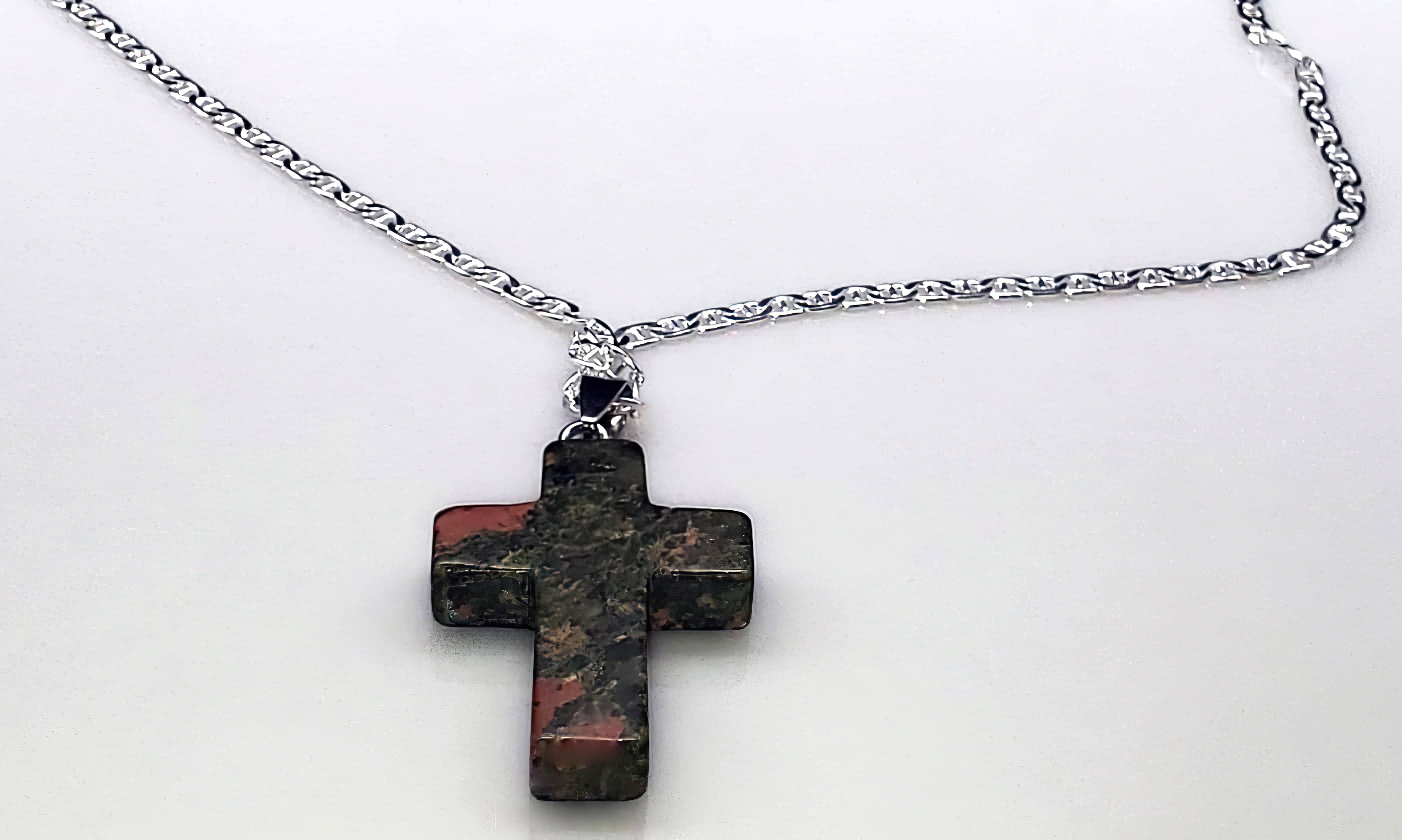 Heliotrope Gemstone Cross Necklace 1.6 inch Cross Free Shipping (4377283592286)
