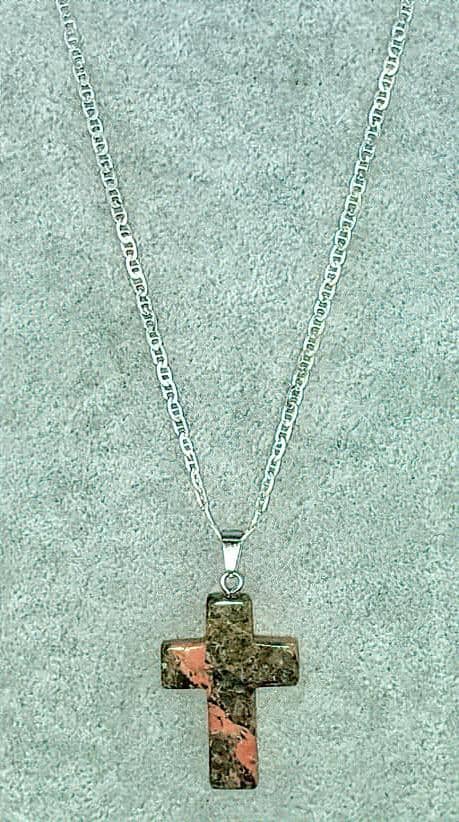 Heliotrope Gemstone Cross Necklace 1.6 inch Cross Free Shipping (4377283592286)