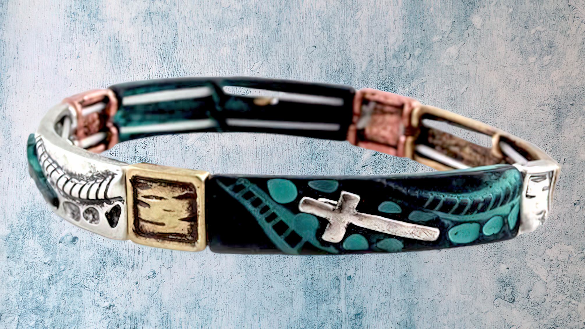 Metal Stretch Cross Bracelet