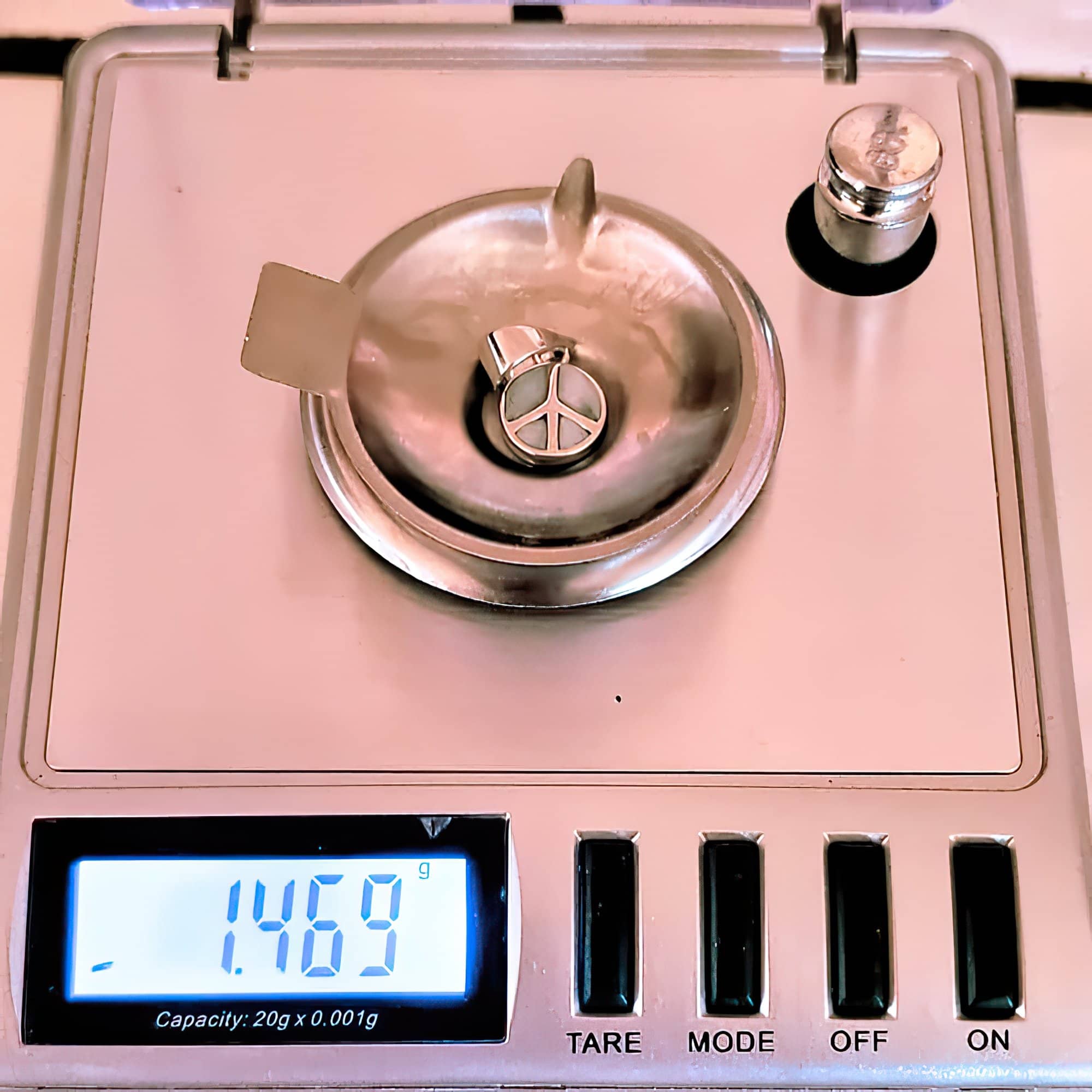 Natural Larimar Peace Sign 925 Sterling Silver Charm (4783775514718)