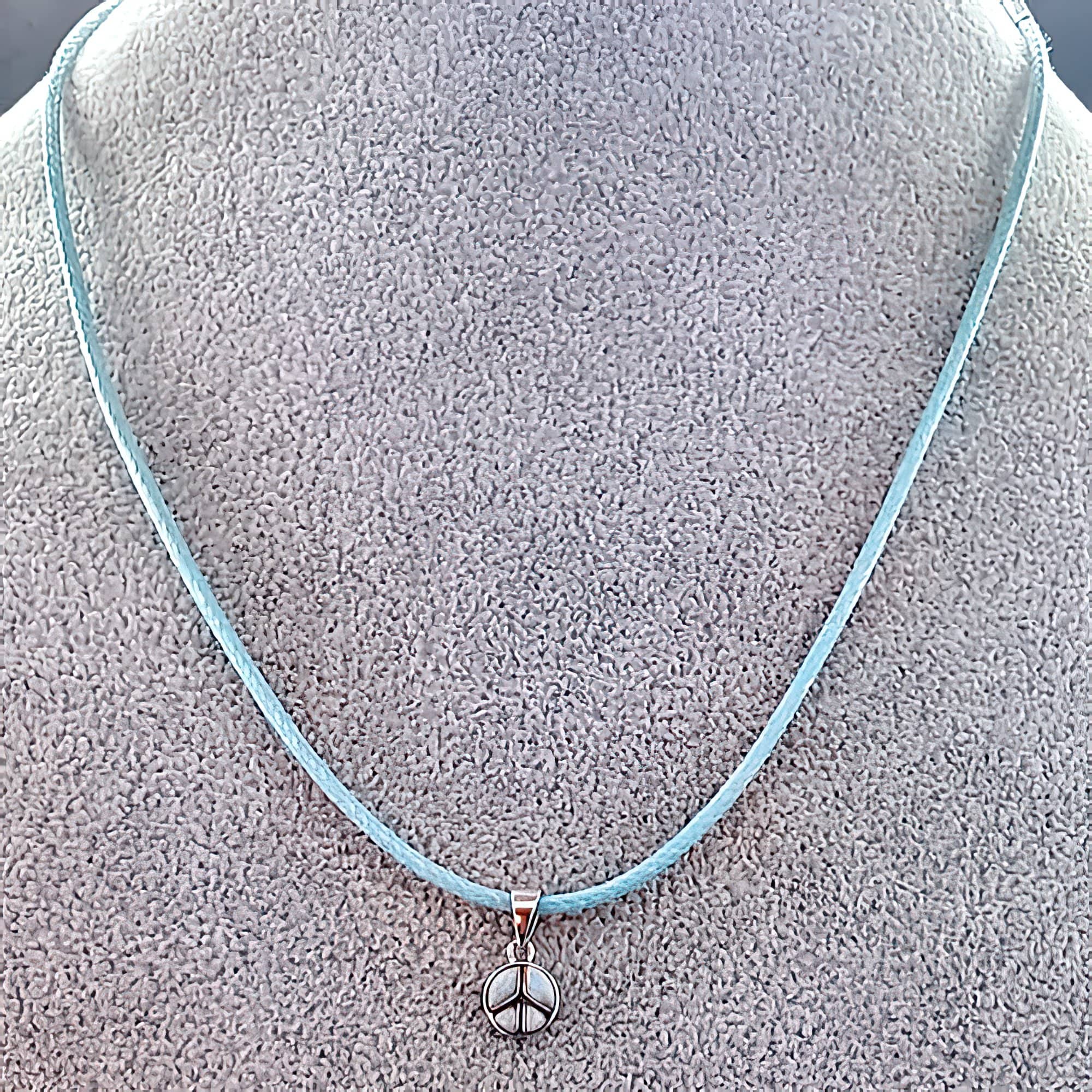 Natural Larimar Peace Sign 925 Sterling Silver Charm (4783775514718)