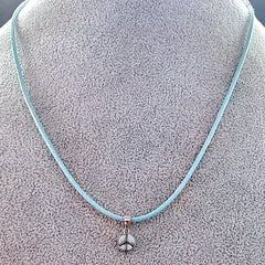 Natural Larimar Peace Sign 925 Sterling Silver Charm (4783775514718)