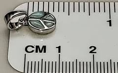 Natural Larimar Peace Sign 925 Sterling Silver Charm (4783775514718)