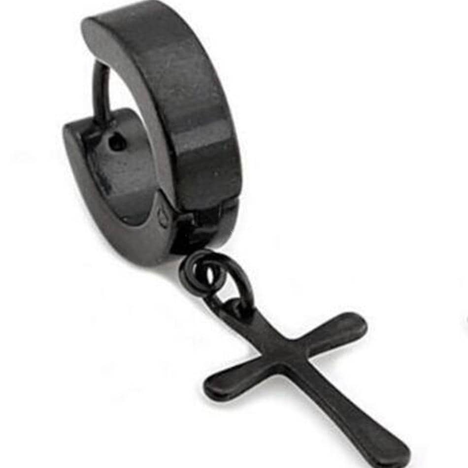 Stainless Steel Hoop Pierced Cross Earrings in 4 Styles Free Shipping from USA (3962611040350)