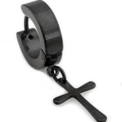 Stainless Steel Hoop Pierced Cross Earrings in 4 Styles Free Shipping from USA (3962611040350)