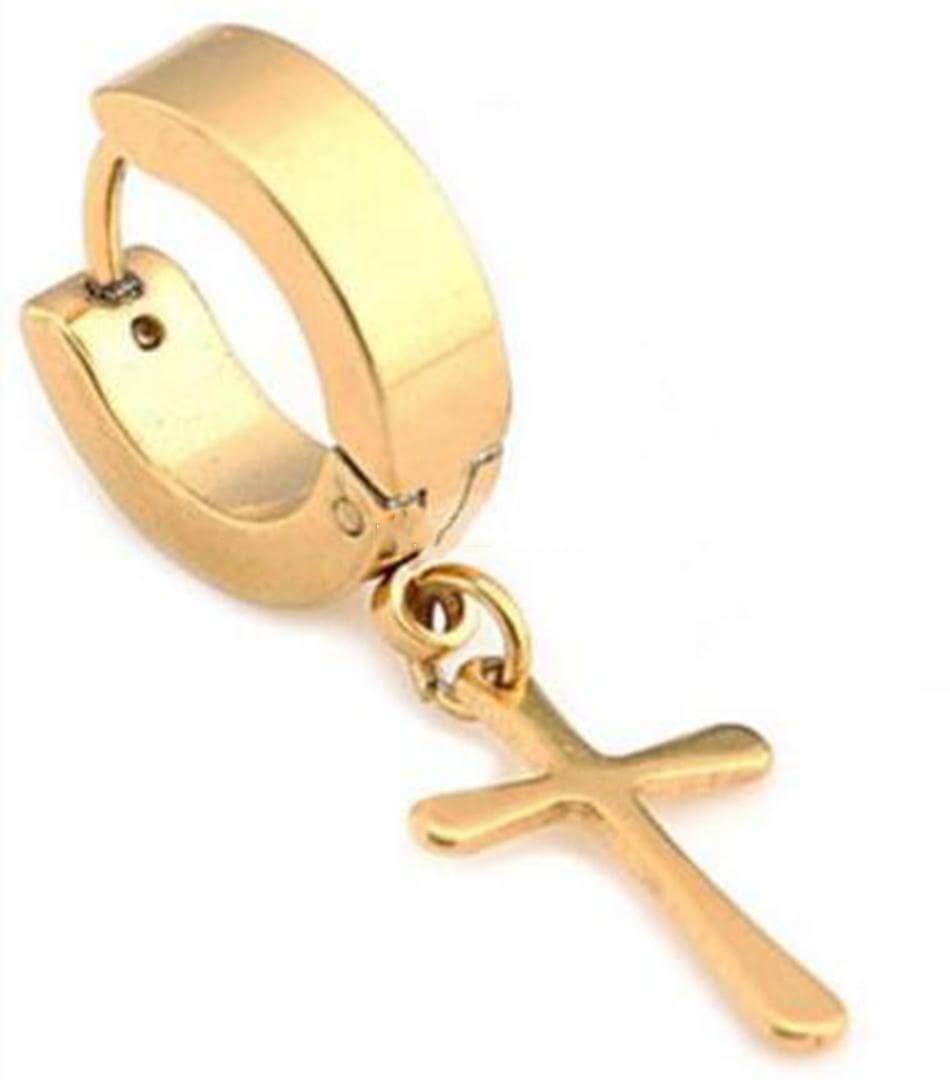 Stainless Steel Hoop Pierced Cross Earrings in 4 Styles Free Shipping from USA (3962611040350)