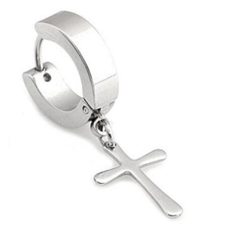 Stainless Steel Hoop Pierced Cross Earrings in 4 Styles Free Shipping from USA (3962611040350)