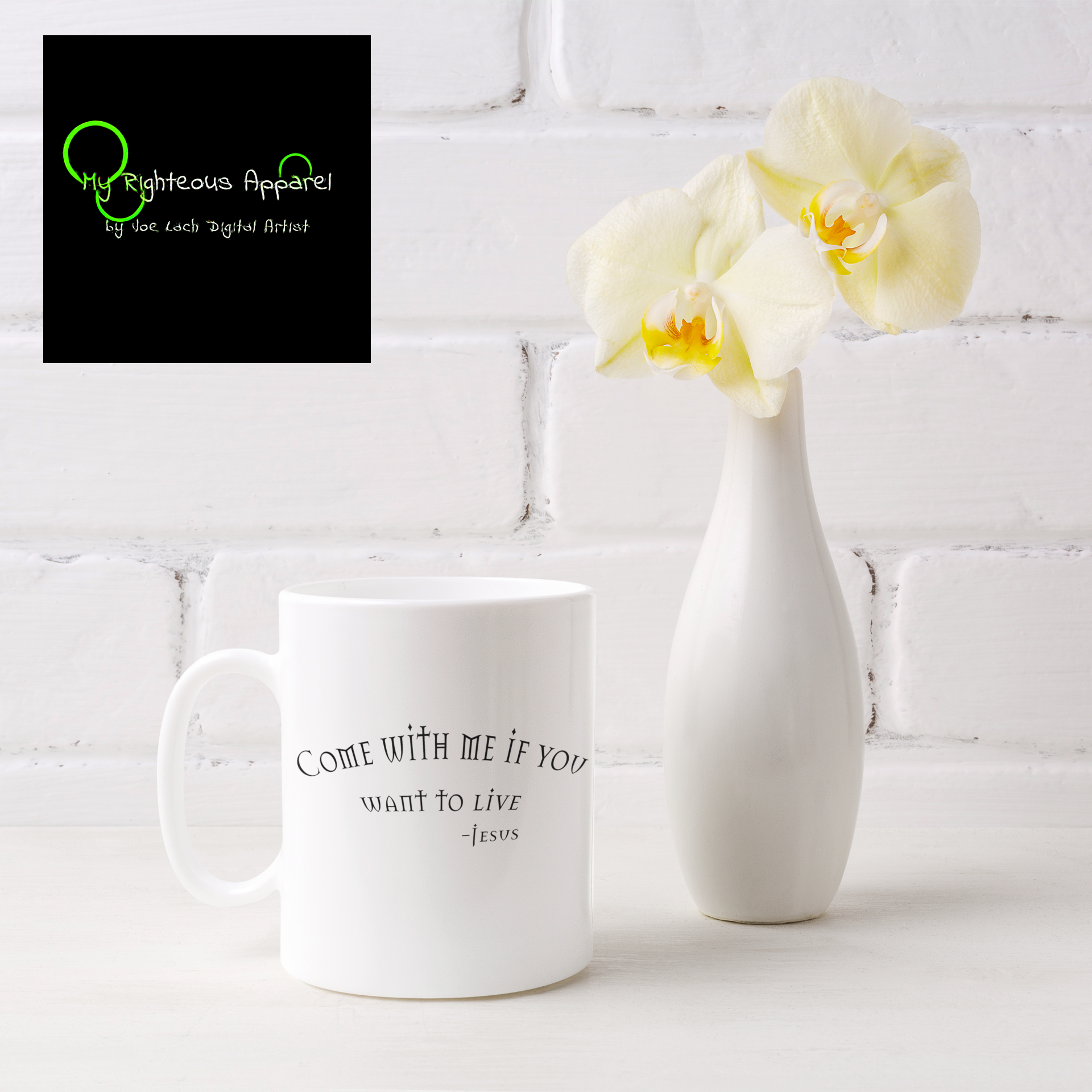 White Ceramic Mug "Come with Me" in 11 oz or 15 oz (6072386027712)