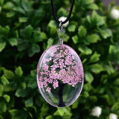 Tree of Life Dried Flower Necklace Glass Oval Terrarium in 10 Colors Free Shipping from USA (3936682836062)