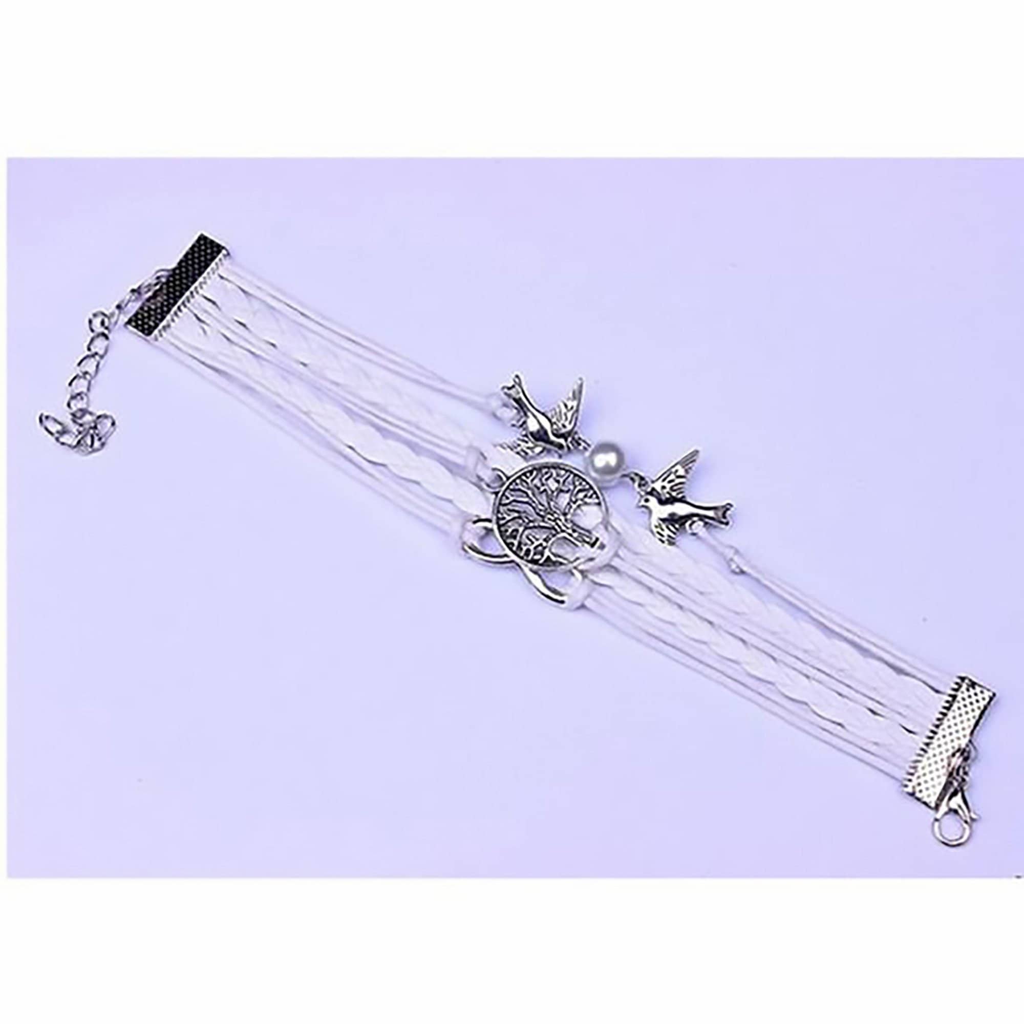 Infinity Handmade Adjustable Leather Doves Tree Infinity Charms Multilayer Bracelet (2047628247140)