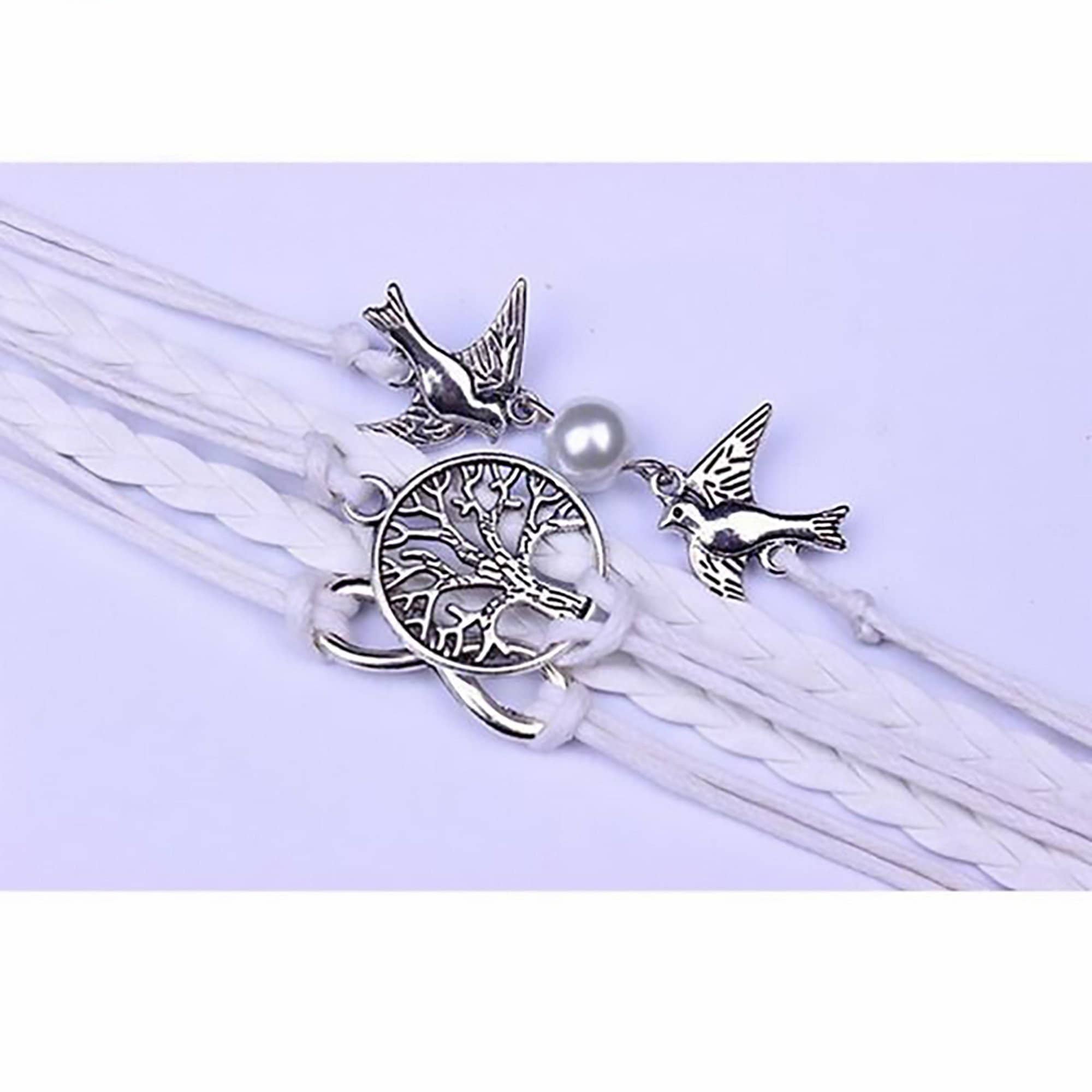 Infinity Handmade Adjustable Leather Doves Tree Infinity Charms Multilayer Bracelet (2047628247140)