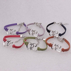 Double Heart Handmade Elastic Bracelet in 8 Colors Free Shipping from the USA (3522544861284)