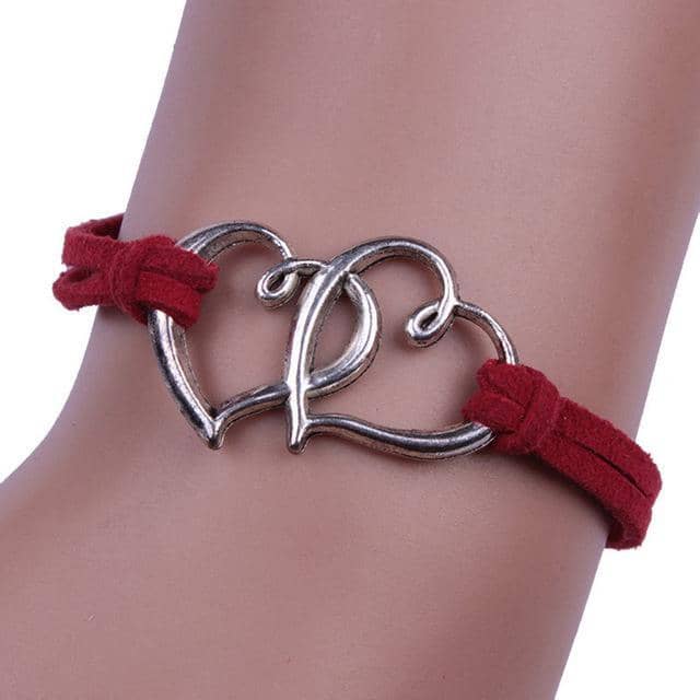 Double Heart Handmade Elastic Bracelet in 8 Colors Free Shipping from the USA (3522544861284)