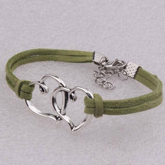 Double Heart Handmade Elastic Bracelet in 8 Colors Free Shipping from the USA (3522544861284)