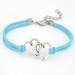 Double Heart Handmade Elastic Bracelet in 8 Colors Free Shipping from the USA (3522544861284)