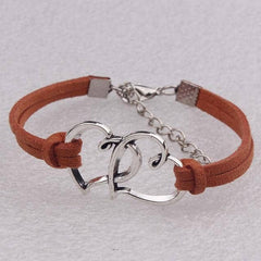 Double Heart Handmade Elastic Bracelet in 8 Colors Free Shipping from the USA (3522544861284)