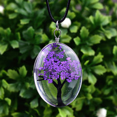 Tree of Life Dried Flower Necklace Glass Oval Terrarium in 10 Colors Free Shipping from USA (3936682836062)