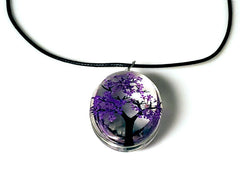 Tree of Life Dried Flower Necklace Glass Oval Terrarium in 10 Colors