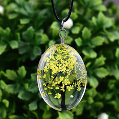 Tree of Life Dried Flower Necklace Glass Oval Terrarium in 10 Colors Free Shipping from USA (3936682836062)