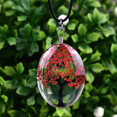 Tree of Life Dried Flower Necklace Glass Oval Terrarium in 10 Colors Free Shipping from USA (3936682836062)