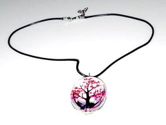 Tree of Life Dried Flower Necklace Glass Oval Terrarium in 10 Colors