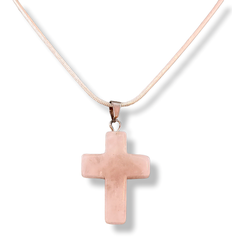 Rose Quartz Gemstone Cross Necklace