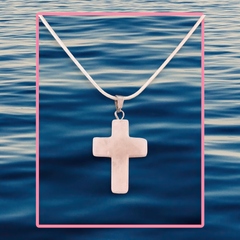 Rose Quartz Gemstone Cross Necklace